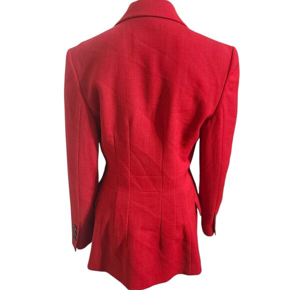 Vintage 80's Iceberg Womens 3 Button Red Blazer Virgin Wool Blazer Made In Italy - Picture 7 of 10